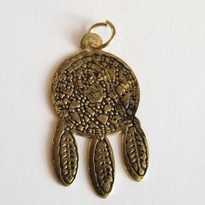 Dreamcatcher charm pendant dark gold tone metal dream catcher